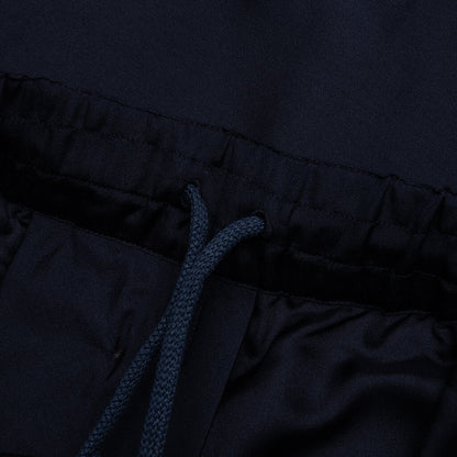 Silk Floral Jacquard Pants Navy