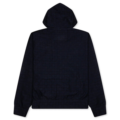 Zipped Hoodie In Monogram 72 Jacquard Black Navy
