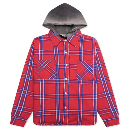 Flannel Quilt Shirt Jacket Red