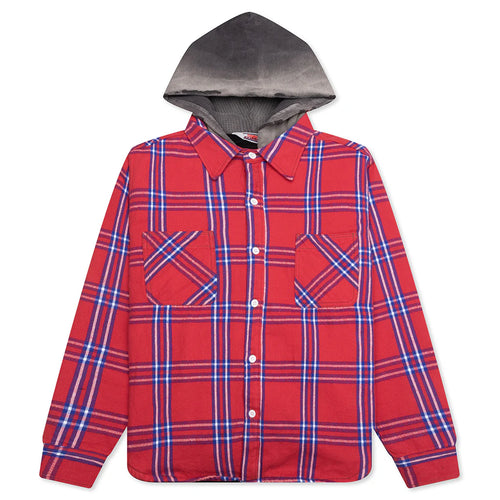 Flannel Quilt Shirt Jacket Red