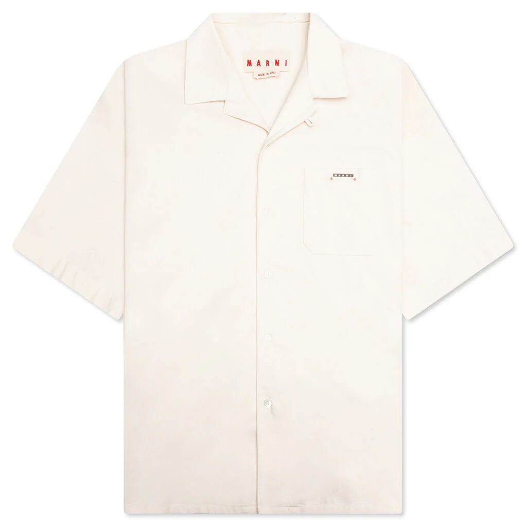 Cream Denim Short Sleeve Shirt with Trunakaroo Plaque Bone