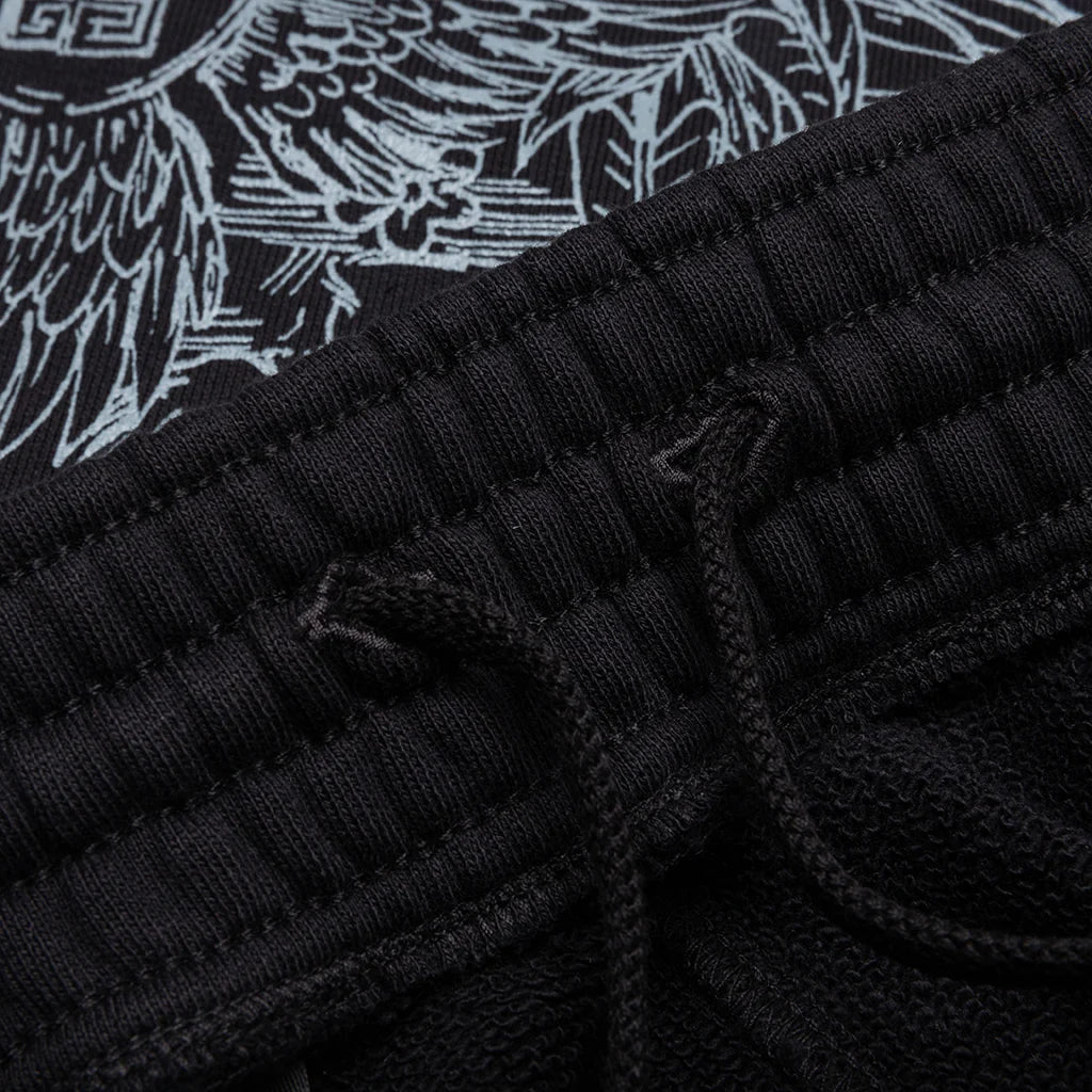 Wolf Print Board Shorts Black