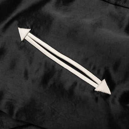 Satin Cropped Varsity Jacket Black