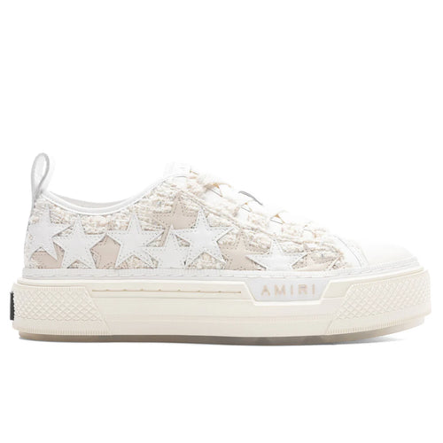 Womens Boucle Stars Court Low Alabaster
