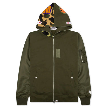 Military Shark Relaxed Fit Full Zip Hoodie Olive Drab