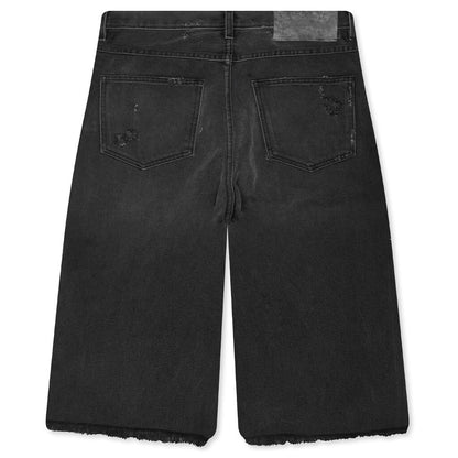 Studded Chopper Short Washed Black