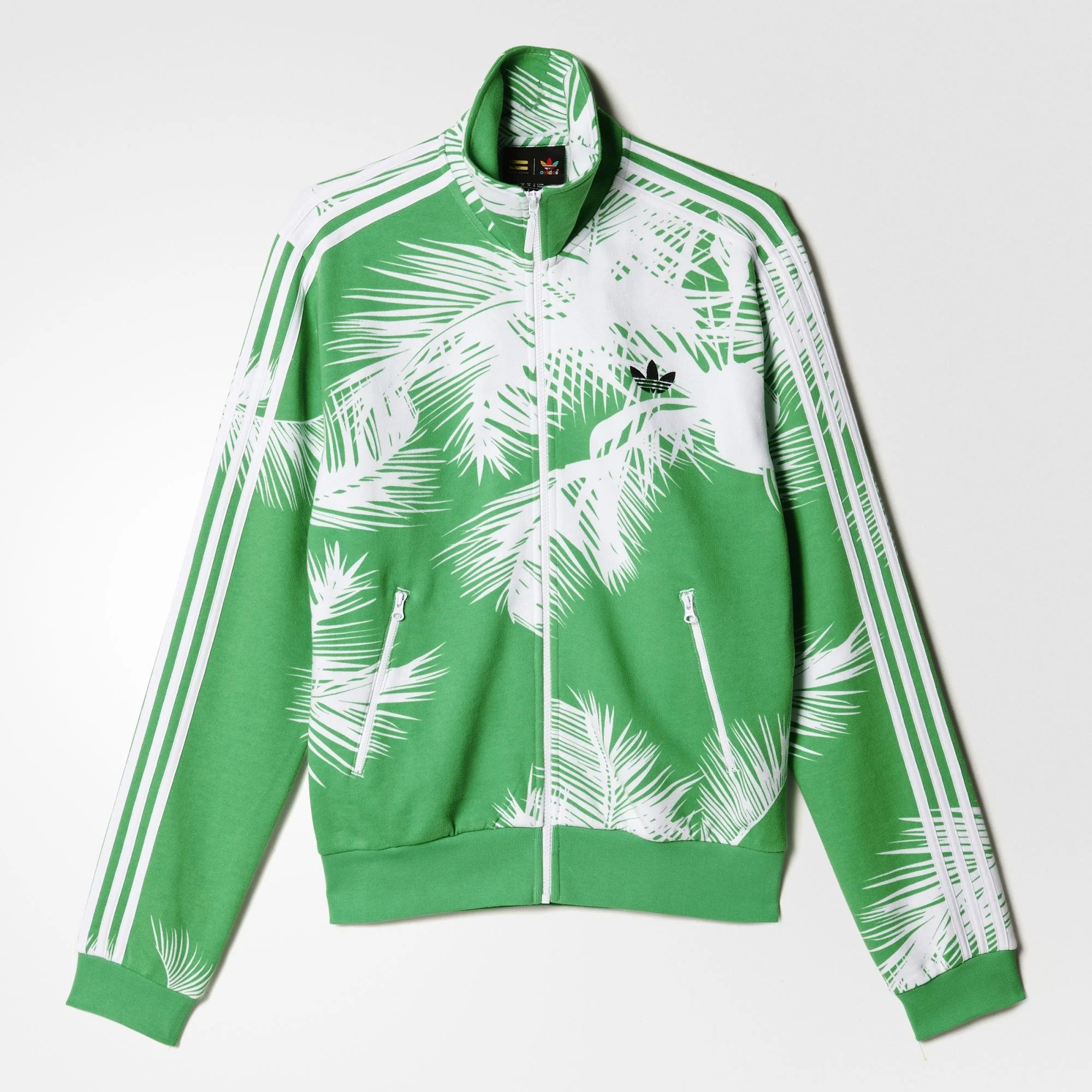 Pharrell Williams BBC Track Jacket Palm Trees Mens White VIvid Green