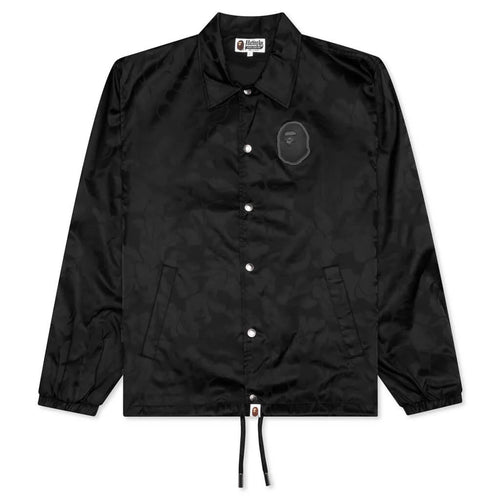 Tonal Solid Camo Coach Jacket Black