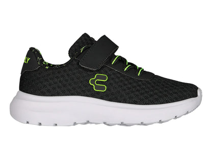 Tenis Charly Road Casual Negro con Verde Lima para Niño