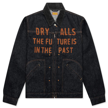 Zip Up Denim Work Jacket Indigo