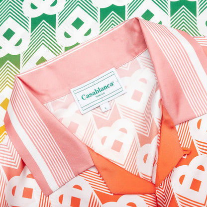 Unisex Cuban Collar S S Shirt Heart Monogram Gradient