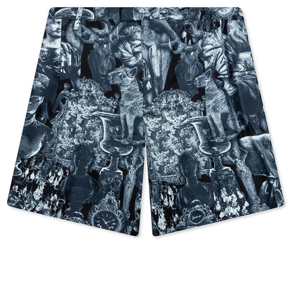 Silk Bermuda Shorts with Hubert Objects Black Navy