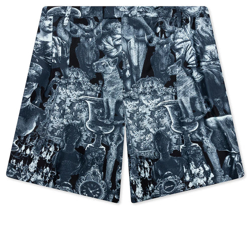 Silk Bermuda Shorts with Hubert Objects Black Navy