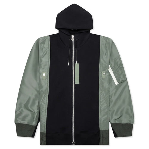 Nylon Twill X Sponge Sweat Hoodie Navy Khaki
