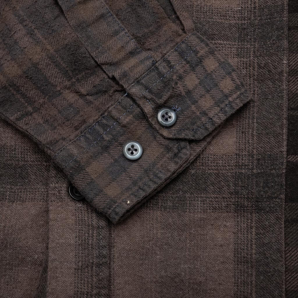 Flannel Shirt 7 Cuts Shirt Over Dye Brown