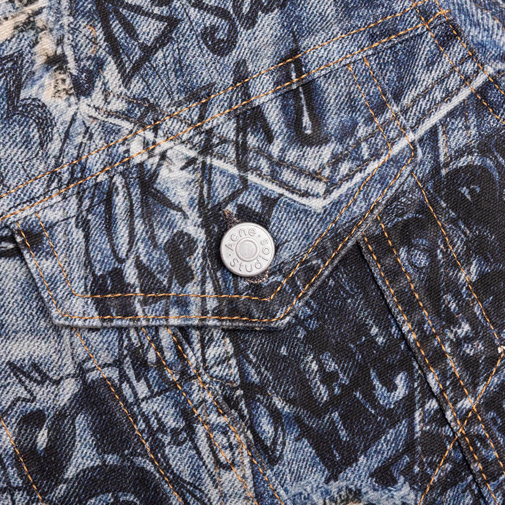 Scribble Denim Jacket Mid Blue