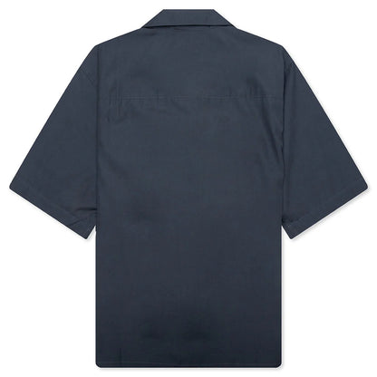 Organic Hidden Logo Poplin Cotton Shirt Dark Ash