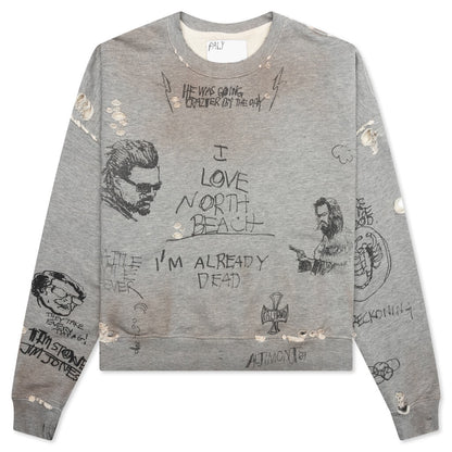 Pumping Iron Crewneck Sweatshirt Heather Grey