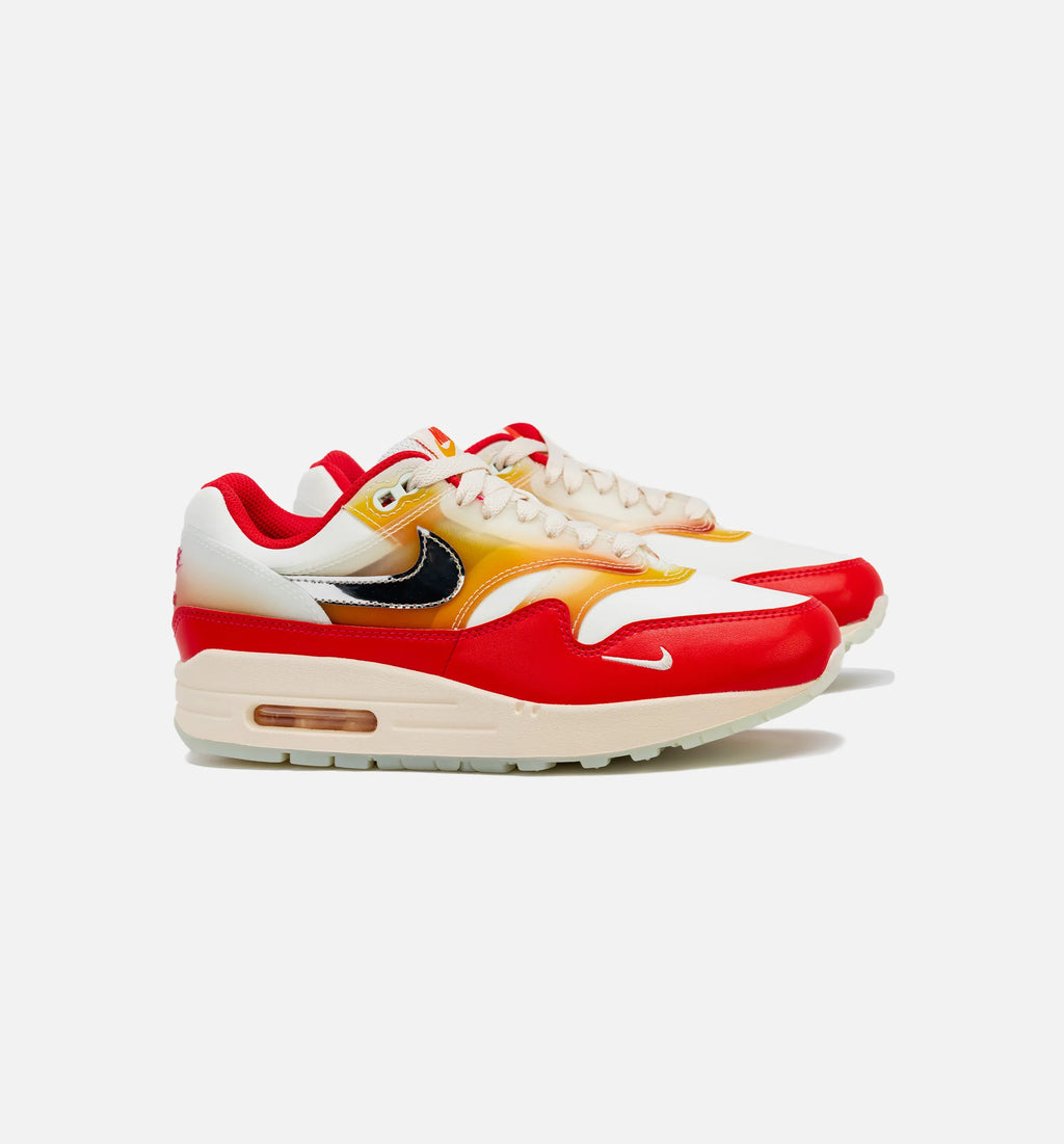 Air Max 1 Soft Vinyl Womens Lifestyle Shoe Sail Metallic Silver Siren Red