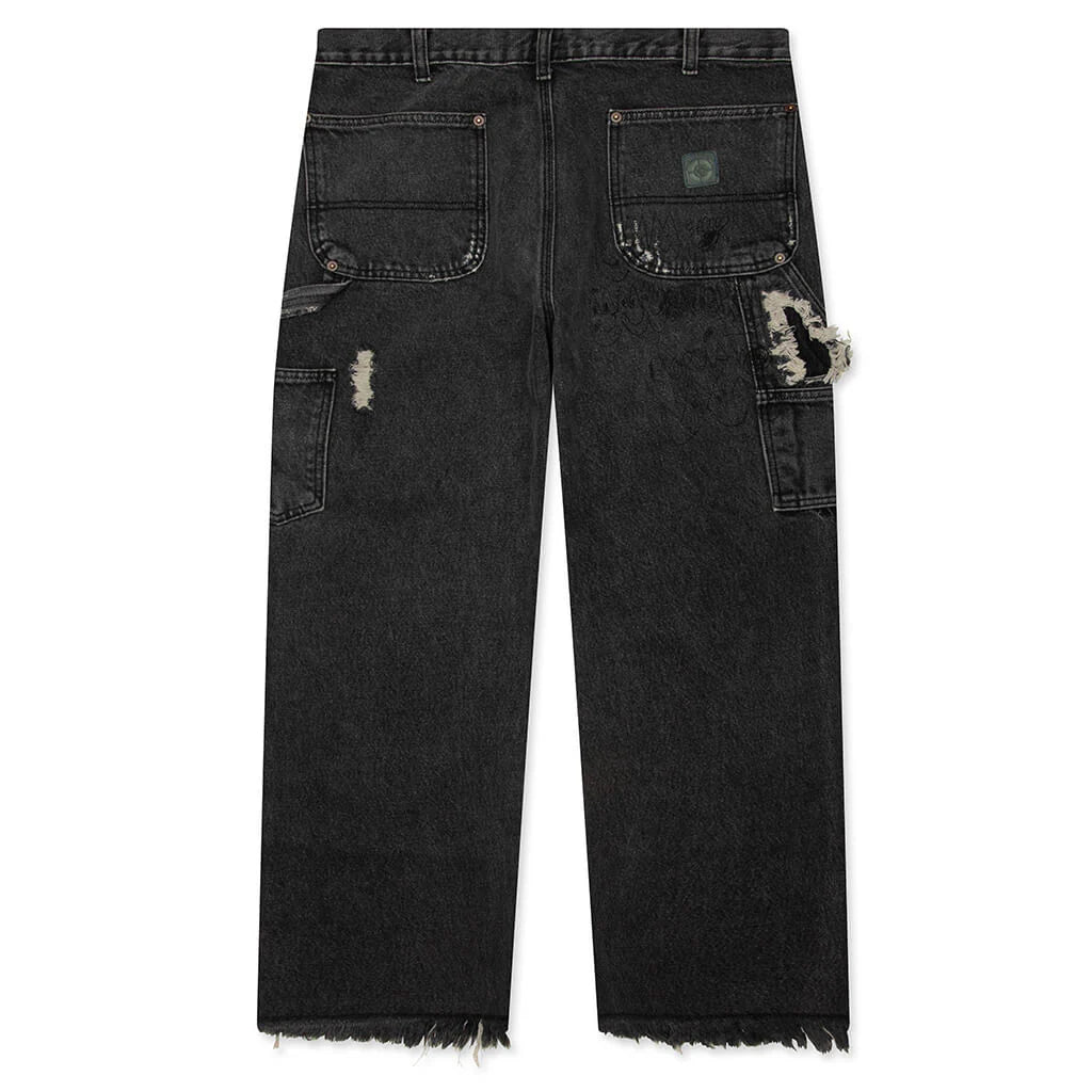 Busted Double Knee Jean Black