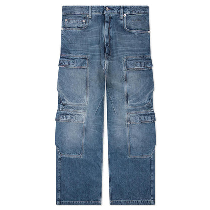 Double Cargo Denim Jeans Washed Indigo