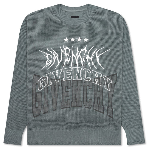 Embroidered Metal Logo Crewneck Titanium