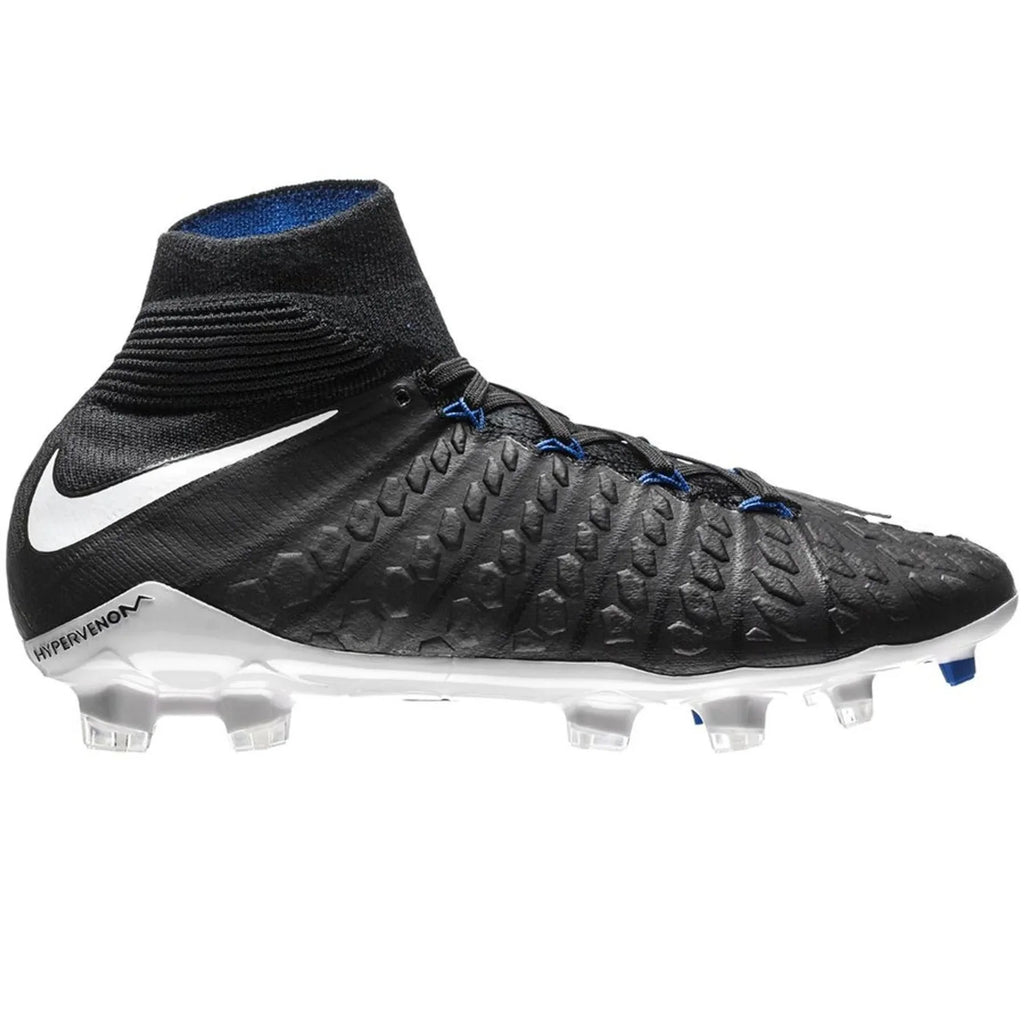 Nike Kids Jr Hypervenom Phantom III Dynamic Fit FG Firm Ground Soccer Cleats Black White Royal