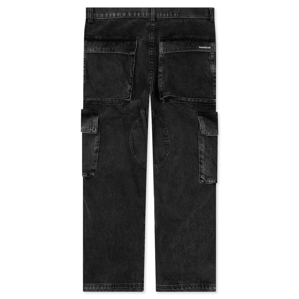 Denim Logo Cargos Charcoal Wash