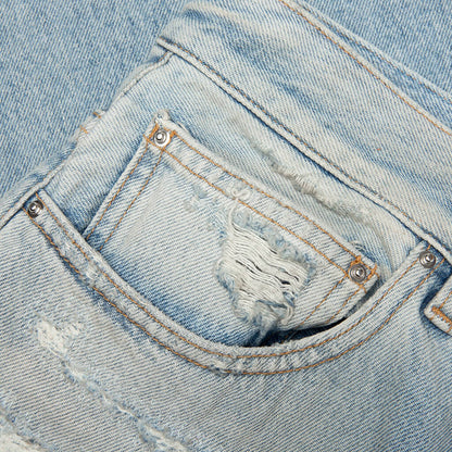 Repaired Boot Cut Jean Mist Indigo