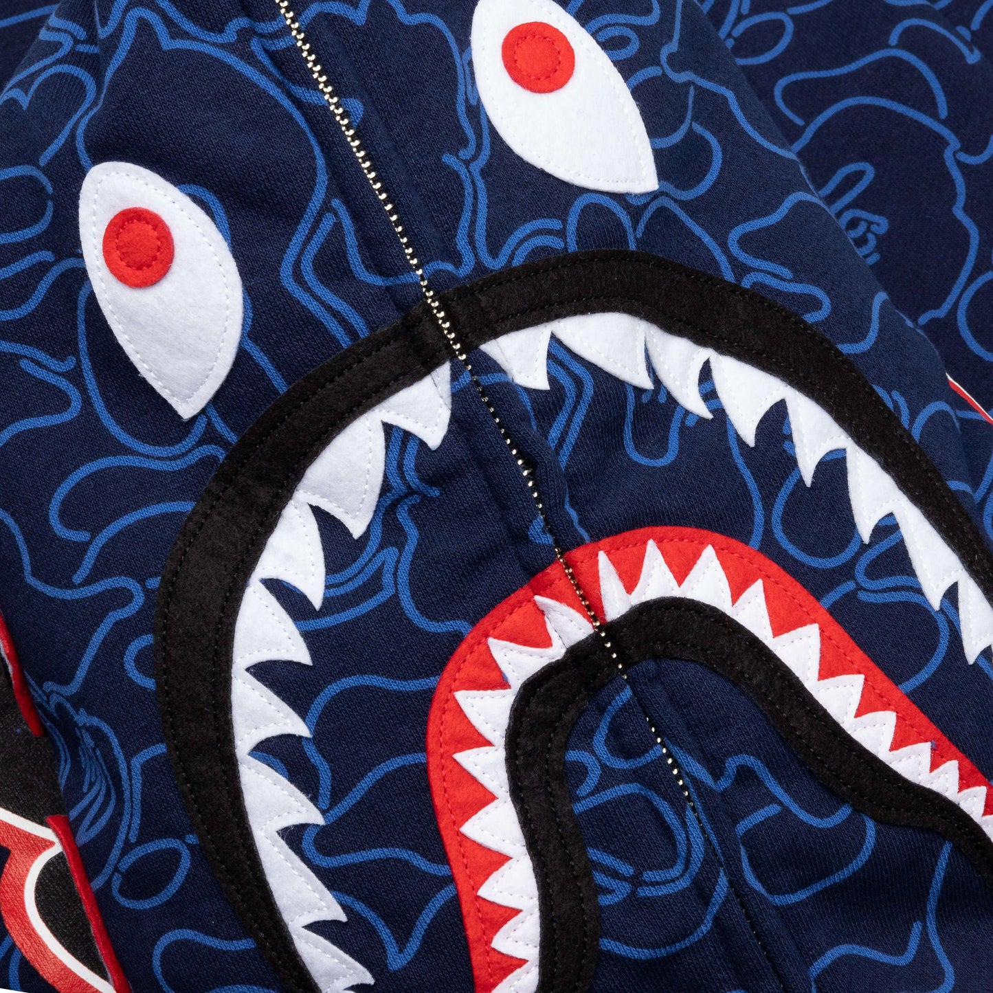 Bape 30th Anniversary Line Camo Shark Full Zip Hoodie Navy