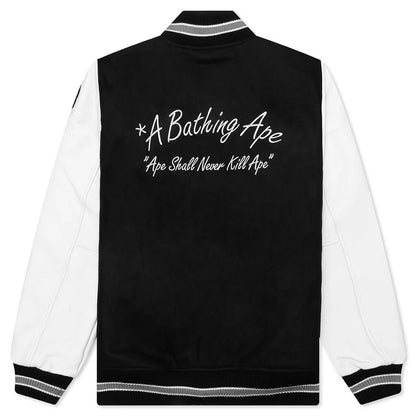 Embroidery Varsity Jacket Black