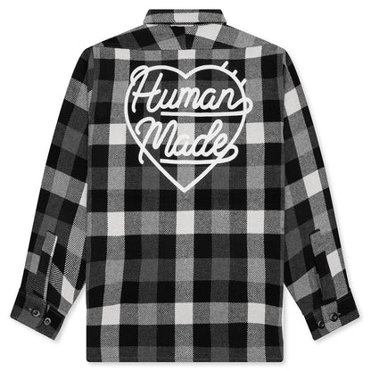 Wool Check Shirt Jacket Black