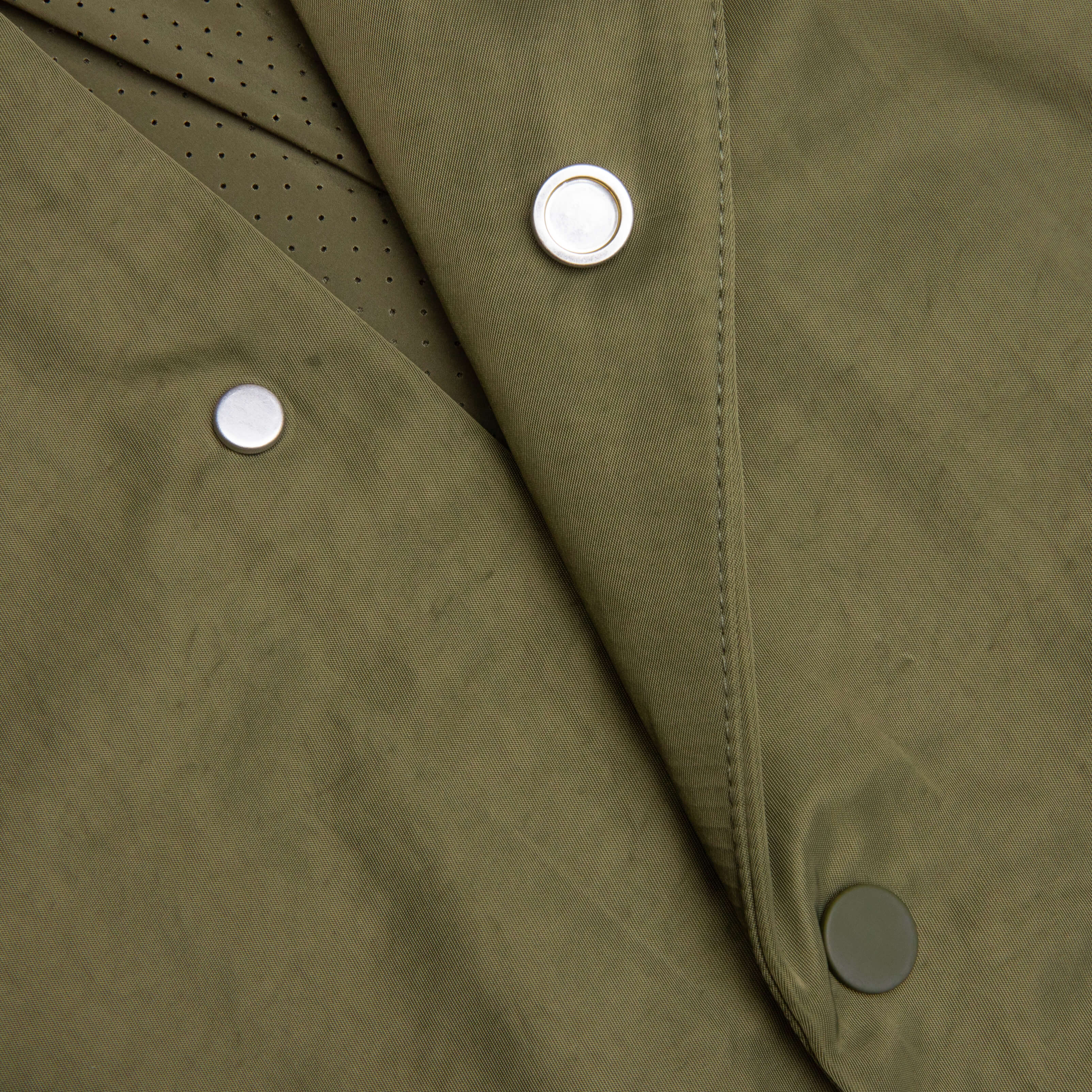 Textured Nylon Hooded Coaches Jacket Military