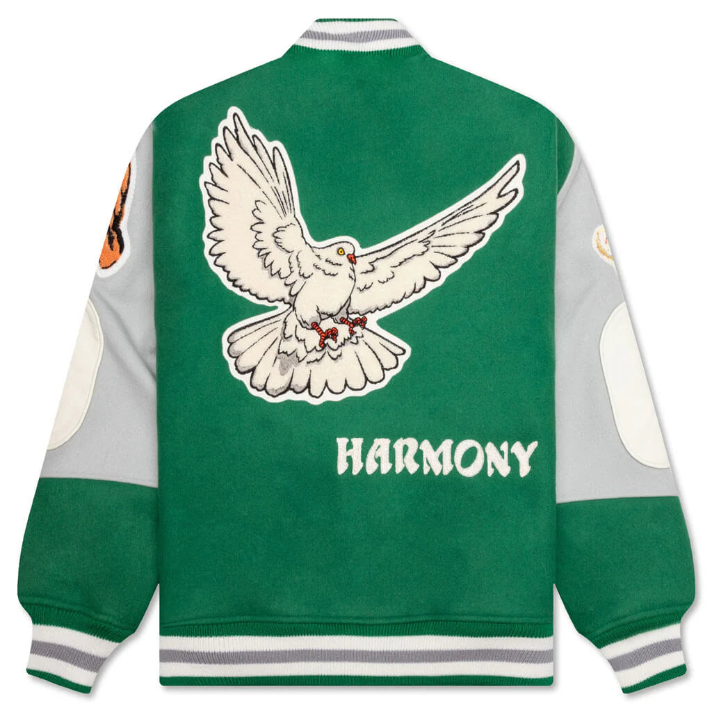 Saint Michael x Shermer Academy Pigeon Varsity Jacket Green
