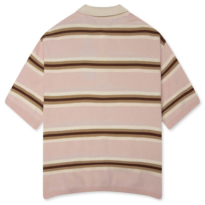Knit Striped Polo Soft Pink Stripe
