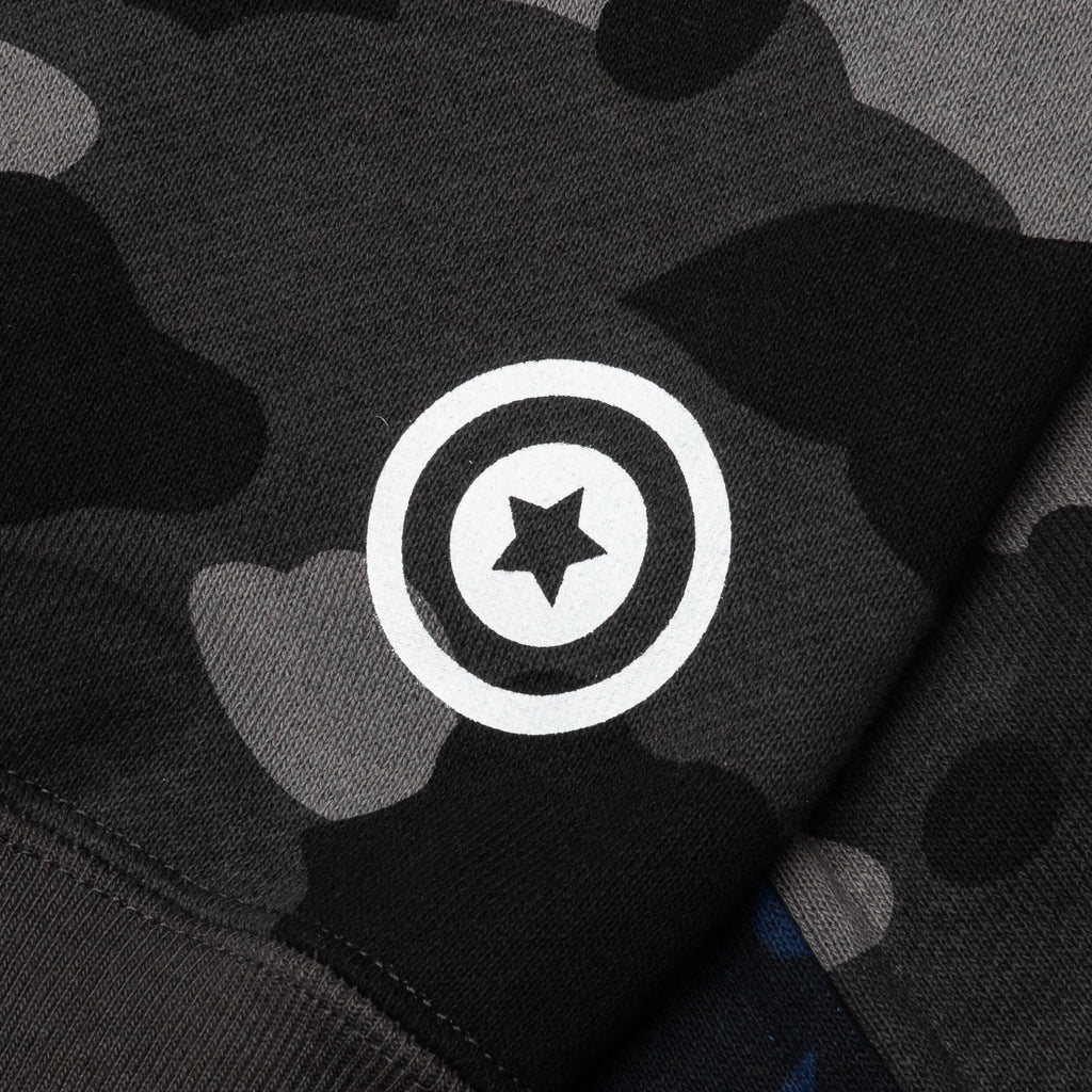 Color Camo Separate Shark Full Zip Hoodie Black Navy