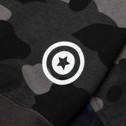 Color Camo Separate Shark Full Zip Hoodie Black Navy