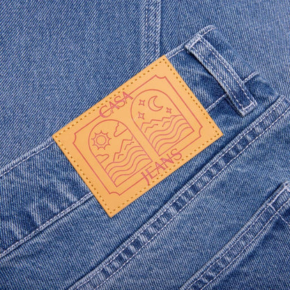 Stone Wash Denim Embroidered Motif Jean Stone Wash