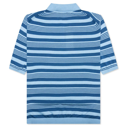 Mixed Striped Polo Shirt Azure