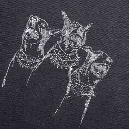 Hand Drawn Thoroughbred Dogs Hoodie Aged Black