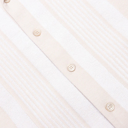 Stripped Cotton Towelling Boxy Fit Shirt White Beige