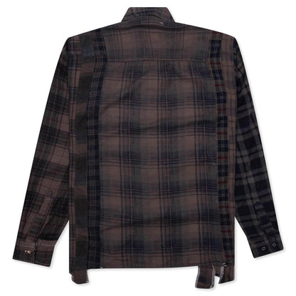 Flannel Shirt 7 Cuts Shirt Over Dye Brown