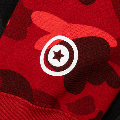 Color Camo Separate Shark Full Zip Hoodie Red Black