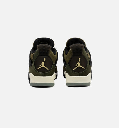 Air Jordan 4 Retro Craft Olive Grade School Lifestyle Shoe Medium Olive Black