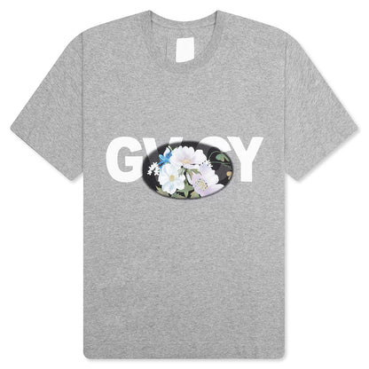GVCY Floral Printed Crewneck T Shirt Light Grey Melange