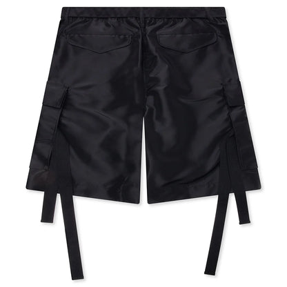 Belted Nylon Bermuda Cargo Shorts Black