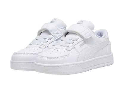 Tenis PUMA Caven 20 ACINF Blanco y Plata para Niño