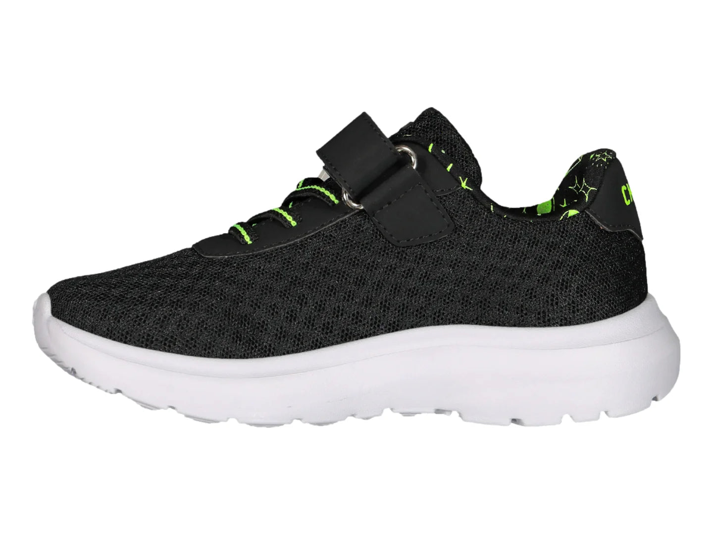 Tenis Charly Road Casual Negro con Verde Lima para Niño