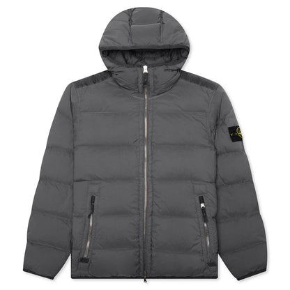 Real Feather Hooded Jacket Lead Grey