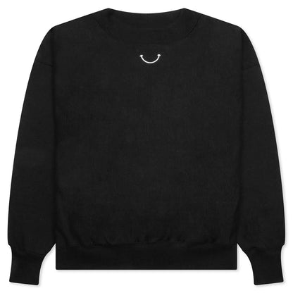 Mock Neck Smile Sweatshirt Black